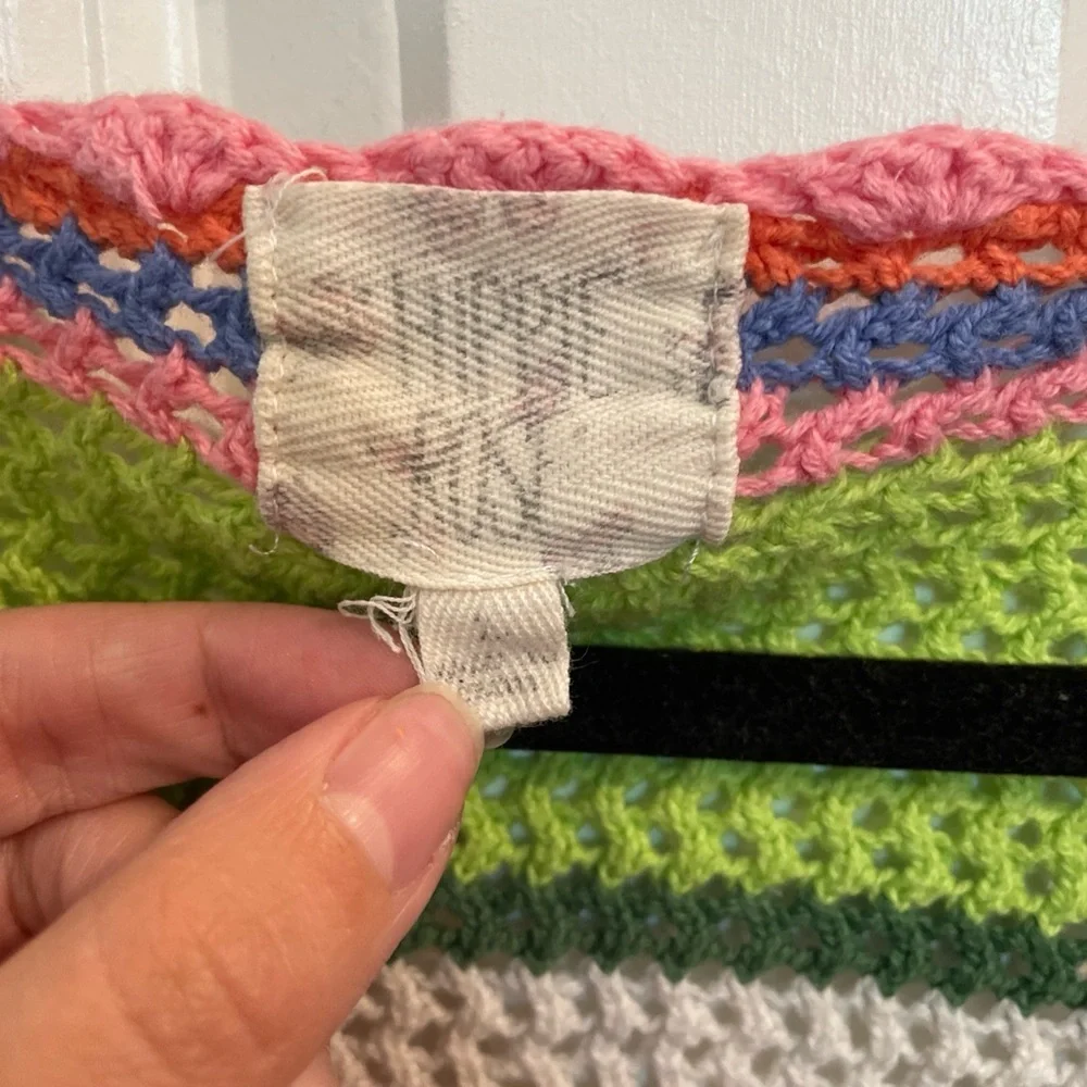 Hippie Rose Pink and Green Long Sleeve Ribbed Crop Blouse